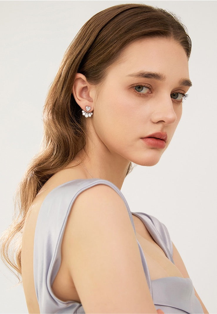 Diamante Tear Drop Cluster Earrings