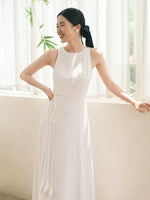 Load image into Gallery viewer, Slit Waist Tie Gown in White
