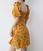 Load image into Gallery viewer, Elba Floral Blouson Mini Dress in Yellow

