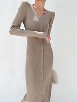 Load image into Gallery viewer, Button Cardigan Dress in Latte
