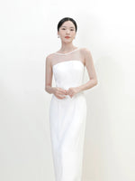 Load image into Gallery viewer, Sheer Panel Shift Gown in White
