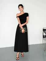 Load image into Gallery viewer, Toga Sleeve Pocket Maxi Dress in Black
