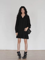 Load image into Gallery viewer, Relaxed Long Sleeve Slip Dress in Black
