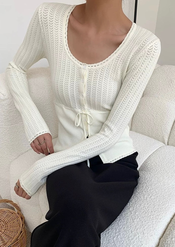 Fine Knit Ribbon Top [3 Colours]