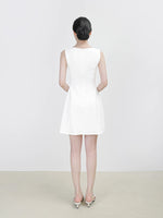 Load image into Gallery viewer, Tailored Stretch Tulip Dress in White
