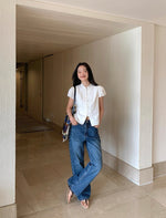 Load image into Gallery viewer, Puff Sleeve Cheongsam Blouse in White
