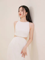 Load image into Gallery viewer, Embellished Cutout Maxi Dress in White
