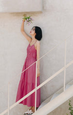 Load image into Gallery viewer, Gathered Tiered Maxi Dress in Pink
