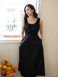 Gathered Sleeveless Pocket Dress [2 Colours]