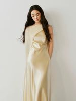 Load image into Gallery viewer, Multi-Way Sheer Drape Satin Gown in Yellow
