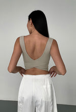 Load image into Gallery viewer, Padded Cross Over Low Back Top in White
