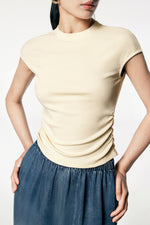 Load image into Gallery viewer, Cap Sleeve Side Shirring Top in Yellow

