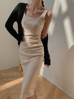 Load image into Gallery viewer, Side Shirring Shift Dress in Beige
