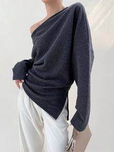 Relaxed Toga Slit Sweater in Grey