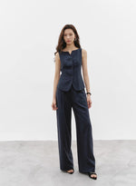 Load image into Gallery viewer, Tencel Vest // Trousers Set in Navy
