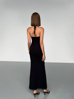 Load image into Gallery viewer, Halter Lace Maxi Dress in Black
