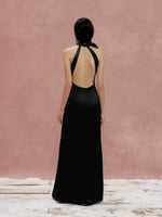 Load image into Gallery viewer, Drop Back Cutout Gown in Black
