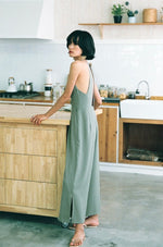 Load image into Gallery viewer, Cutout Back Pocket Maxi Jumpsuit in Green
