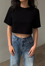 Load image into Gallery viewer, Cropped Boxy Tee in Black
