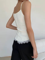 Load image into Gallery viewer, Light Knit Lace Camisole in Cream
