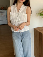 Load image into Gallery viewer, [Ready to Ship] Korean Ruffle Ribbon Vest Top [2 Colours]
