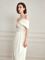 Load image into Gallery viewer, Off Shoulder Curve Maxi Dress in Cream
