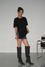 Load image into Gallery viewer, Relaxed Side Slit Tee in Black
