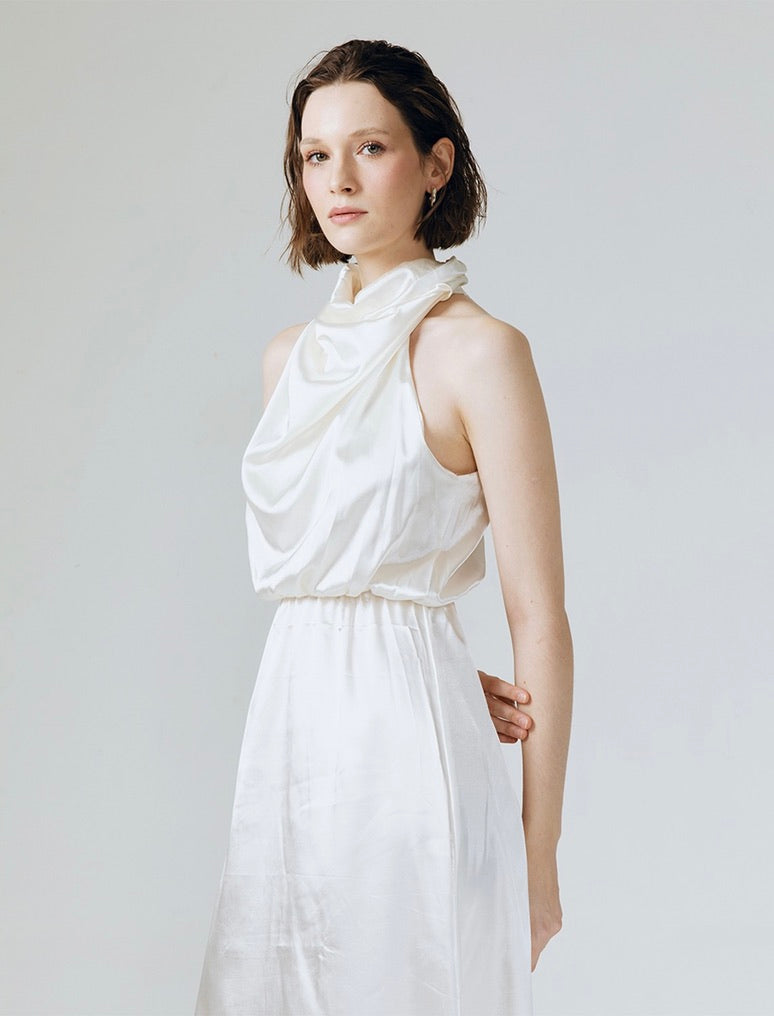 Amelia Ruffle Dress in White