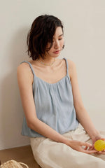 Load image into Gallery viewer, Twist Strap Crepe Top in Blue
