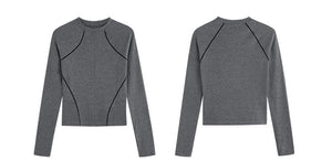 Contrast Stitch Long Sleeve Top [2 Colours]