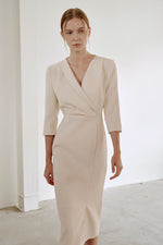 Load image into Gallery viewer, Korean Nova Tailored Dress in Cream

