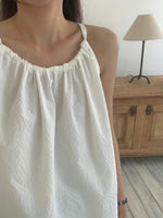 Load image into Gallery viewer, Korean Textured Tie Cami Top in White
