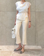 Load image into Gallery viewer, Korean Tencel Blend Wrap Tie Blouse [2 Colours]
