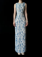 Load image into Gallery viewer, Floral Stretch Maxi Dress in Blue/White
