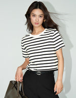 Load image into Gallery viewer, Classic Striped Tee in White/Black
