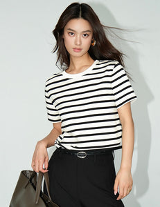 Classic Striped Tee in White/Black