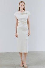 Load image into Gallery viewer, Korean Wide Shoulder Sheath Midi Dress [2 Colours]
