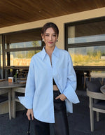 Load image into Gallery viewer, Oversized Duo Zip Shirt in Blue
