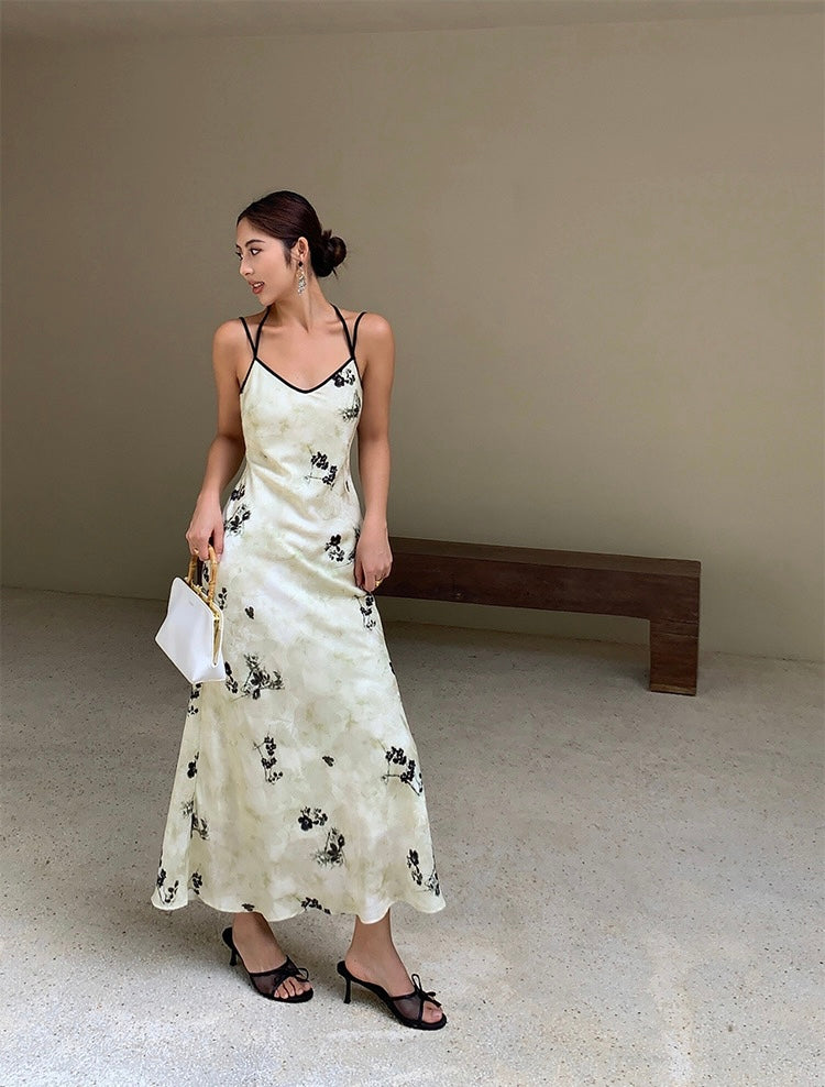 Floral Camisole Slip Dress in Cream