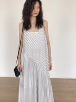 Load image into Gallery viewer, Striped Flare Cami Jumpsuit in White
