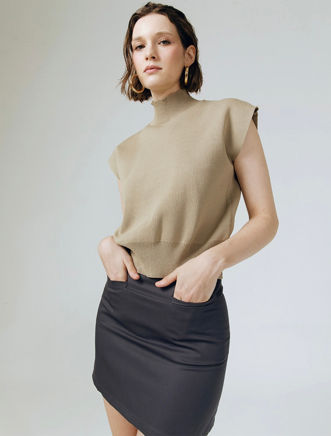 Wilma Pocket Mini Skirt in Graphite Grey