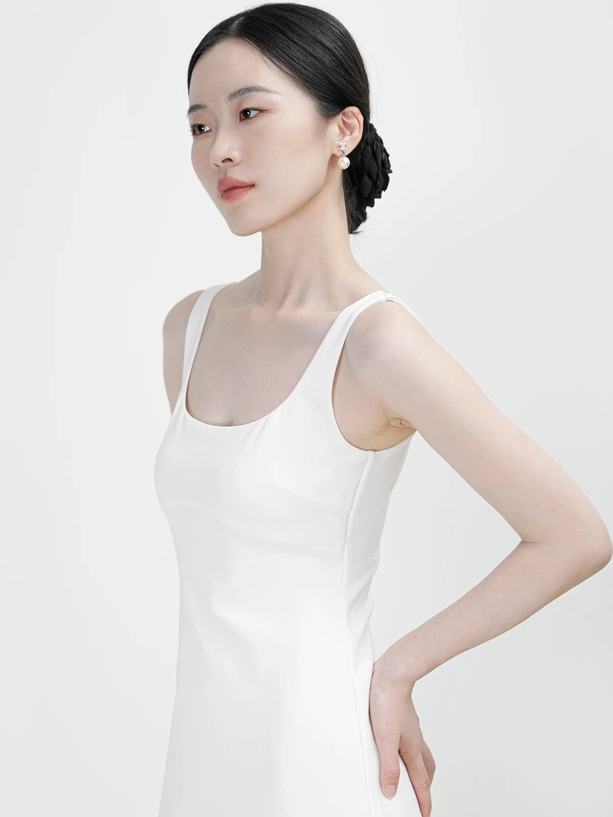 Tailored Stretch Shift Dress in White