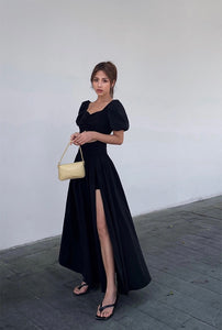 Sweetheart Cutout High Slit Maxi Dress in Black