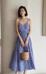 Load image into Gallery viewer, Textured Ruffle Cami Dress in Blue
