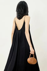 Load image into Gallery viewer, Korean Crepe Tent Maxi Dress in Black
