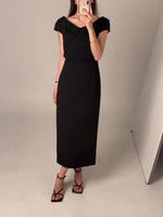 Load image into Gallery viewer, Korean Textured Collar Sheath Dress [2 Colours]
