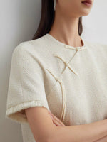 Load image into Gallery viewer, Light Tweed Pankou Fray Top in Cream
