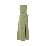 Load image into Gallery viewer, Ruffle Slit Maxi Gown in Green
