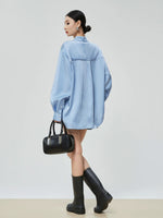 Load image into Gallery viewer, Oversized Striped Pankou Shirt in Blue
