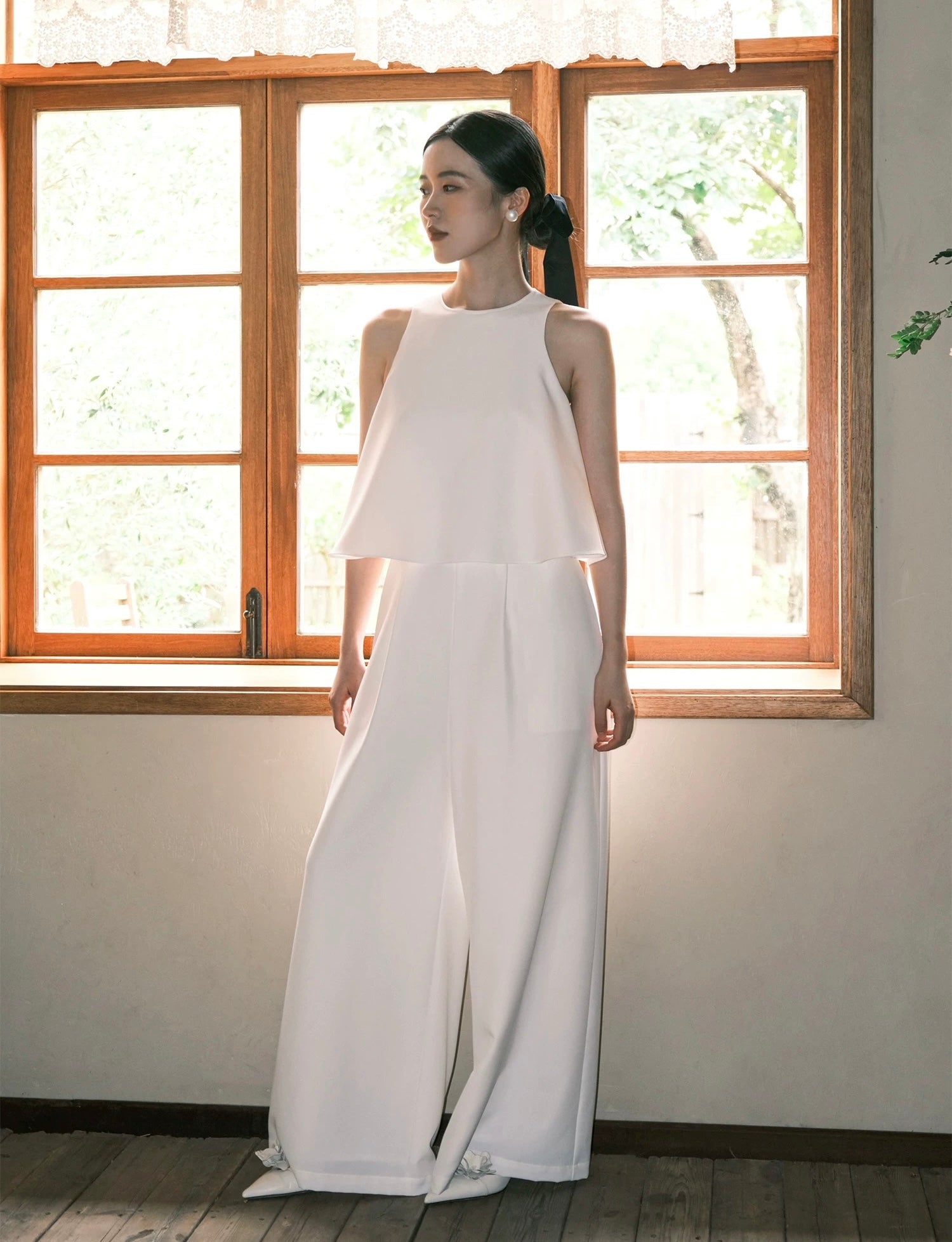 Open Back Pocket Maxi Jumpsuit in White